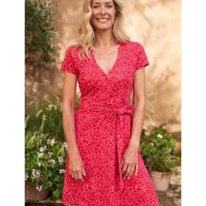 Mountain Warehouse Santorini Wrap Dress Pink Floral UV Jersey Womens Size 6 NWT